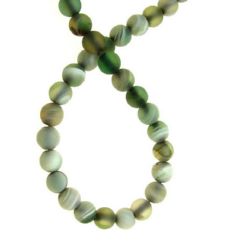 Striped Agate Frosted, Round Beads Strand, Green 6mm ~ 63 pcs