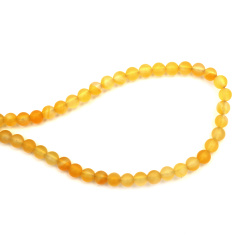 String of beads Agate, semi-precious stone, yellow light, ball frosted, 6 mm ~63 pieces