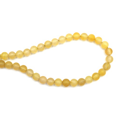 String of beads AGATE semi-precious stone, yellow, frosted ball 8 mm ~48 pieces