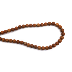 String of Semi-Precious Stone Beads Natural WOOD JASPER, Ball: 6 mm ~ 60 pieces