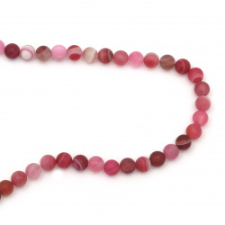 Striped stone Agate pink frosted bead 8 mm ~ 47 pieces