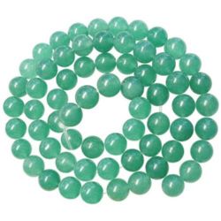 Наниз мъниста полускъпоценен камък АВАНТЮРИН зелен топче 8 мм ~32 броя