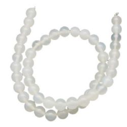 String Ball-shaped Natural Stone Beads / AGATE, White, 10 mm ± 35 pieces