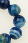 Natural Striped Agate Round Beads Strand, Dyed, Blue 12mm ~ 32 pcs