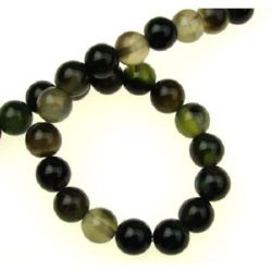 Green-Black Agate Gemstone Beads Strand – Round 8 mm, ~47 pcs for Unique & Stylish Jewelry