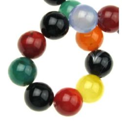 Natural, Dyed Agate Round Beads Strand, Assorted Color 16mm ~ 25 pieces