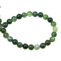 Round Gemstone Beads String, Moss AGATE, Green, 4 mm ~ 100 pieces