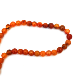 Strand of Semi-precious Stones, Cracked Orange-brown Ball Beads  AGATE / 8 mm ~ 48 pieces