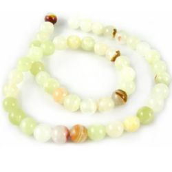 Gemstone Beads Strand, Jade, Round, White, 8mm, ~46 pcs