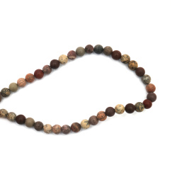 String of Semi-Precious Stone Beads RED LANDSCAPE JASPER / Ball: 6 mm ~ 60 pieces