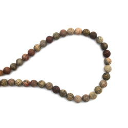 Natural Red Picture Jasper Gemstone Beads – Round 8 mm, Polished Semi-Precious Stone, Full Strand (~45 pcs) for DIY Jewelry Making, Bracelets & Necklaces