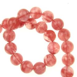 String of Semi-Precious Stone Beads - Extra Quality CHERRY QUARTZ / Ball: 12 mm ~ 32 pieces