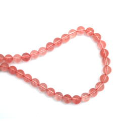 String of Semi-Precious Stone Beads CHERRY QUARTZ Extra Quality, Ball: 10 mm ~ 37 pieces