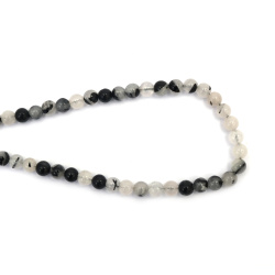 String of Natural Semi-Precious Stone Beads TOURMALINE QUARTZ Grade A / Ball: 6 mm  ~ 67 pieces