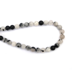 String of Natural Semi-Precious Stone Beads TOURMALINE QUARTZ Grade A / Ball: 8 mm  ~ 48 pieces