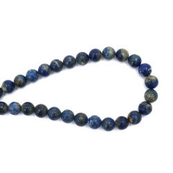 String of Semi-Precious Stone Beads Natural LAPIS LAZULI, Ball: 10 mm ~ 38 pieces