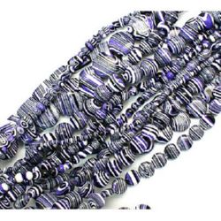 Șir margele piatră semiprețioasă MALAHIT SINTETIC alb, negru, violet MIX 4 ~ 20x4 ~ 20x4 ~ 8 mm