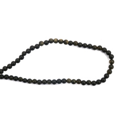 String of Semi-Precious Stone Beads Natural Gold Sheen OBSIDIAN, Ball: 4 mm ~ 88 pieces