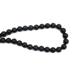 String of Semi-Precious Stone Beads Natural OBSIDIAN, Ball: 10 mm ~ 40 pieces