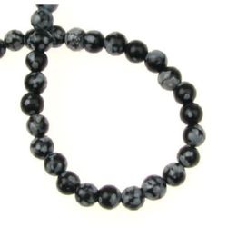 Gemstone Beads Strand, Natural Obsidian Snowflake, Round, 4mm, ~95 pcs