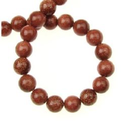 Gemstone Beads Strand, Synthetic Goldstone, Dyed, Brown, Round, 6mm, 62 pcs