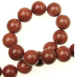 Gemstone Beads Strand, Synthetic Goldstone, Dyed, Brown, Round, 12mm, 32 pcs