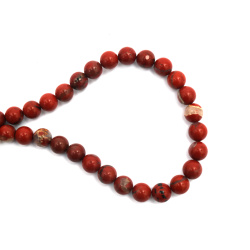 String of Semi-Precious Stone Beads Natural RED JASPER   Class A, Ball: 10 mm ~ 35 pieces