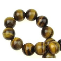 Gemstone Beads Strand, Tiger Eye, Grade B, Round, 12mm, ~33 pcs, ~40 cm