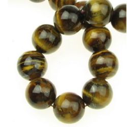 Perle cu șnur din piatră semiprețioasă Ochi de tigru "B" 14 mm ~ 28 bucăți