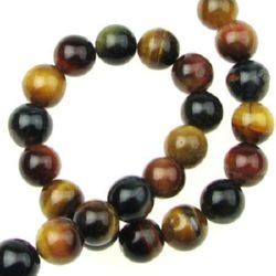 Stoc epuizat. Primeste notificare pe email cand produsul revine in stoc Margele de coarde din piatră semiprețioasă OCHI DE TIGRU galben verde roșu MIX mărgelă 8 mm ~ 48 bucăți