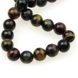 Grade "Ä" TIGER'S EYE Round Beads Strand yellow, green, red MIX 10mm ~ 39 pcs