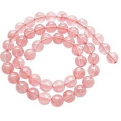 String Glass Ball-shaped Beads /  CHERRY QUARTZ, Ball: 10 mm ~ 39 pieces