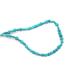 Наниз мъниста полускъпоценен камък ТЮРКОАЗ синтетичен сърце 8x8x5 мм ±58 броя