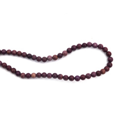 String of Semi-Precious Stone Beads Natural FOSSIL, Colored:  Purple, Ball: 4 mm ~ 82 pieces