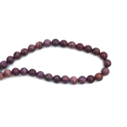 String of Semi-Precious Stone Beads Natural FOSSIL, Colored:  Purple, Ball: 6~6.5 mm ~ 59 pieces