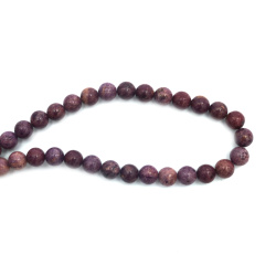 String of Semi-Precious Stone Beads Natural FOSSIL, Colored:  Purple, Ball: 8~8.5 mm ~ 45 pieces