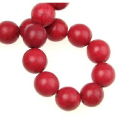 Gemstone Beads Strand, Howlite, Round, Red, 12mm, ~33 pcs