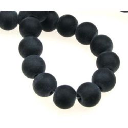 Black Onyx Round Beads Strand, Frosted 10mm ~ 39 pieces
