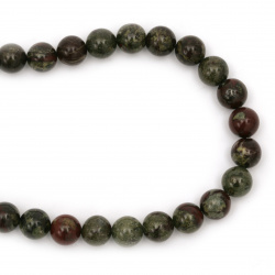 String Semi-precious Stone Beads / Dragon Blood JASPER, Ball: 10 mm ~ 37 pieces