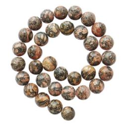 Наниз мъниста полускъпоценен камък ЯСПИС ЛЕОПАРДОВА КОЖА топче 10 мм ±38 броя