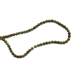String of Semi-Precious Stone Beads WOOD JASPER, Colored: Green, Ball: 4 mm ~ 90 pieces