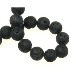 String beads semi-precious stone Volcanic lava rock,  black ball 8 mm ~ 47 pieces