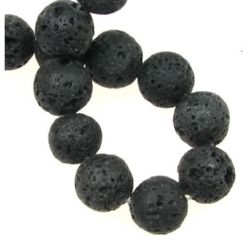 String of Semi-precious Stone Ball Beads VOLCANIC - LAVA / 12 mm ~ 31 pieces