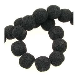 Stoc epuizat. Primeste notificare pe email cand produsul revine in stoc Șiri mărgele din piatră semiprețioasă Lava vulcanica - bile negre 12 mm ~ 37 bucăți