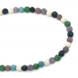 String Beads Semi-precious Volcanic lava rocVMulticolor Bead 8mm ~ 49 Pieces Color MIX