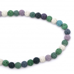 String beads semi-precious stone Volcanic lava roc multicolor ball 10 mm ~ 39 pieces color MIX
