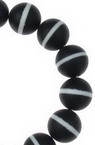 String Colored Matte Gemstone Beads / AGATE, Black and White, Class A, 10 mm ± 39 pieces