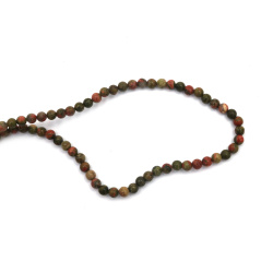 String of Semi-Precious Stone Beads NATURAL UNAKITE, Ball: 4 mm ~ 85 pieces