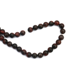 String of Semi-Precious Stone Beads Red TIGER'S EYE, Ball: 6 mm ~ 63 pieces