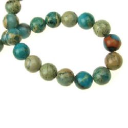 String beads semi-precious stone Variscite, ball shape 10 mm ~ 38 pieces
